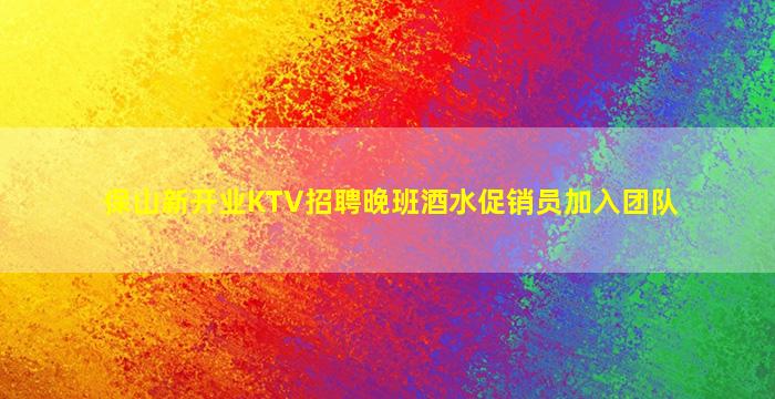 保山新开业KTV招聘晚班酒水促销员加入团队